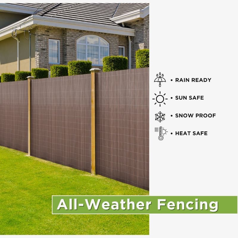 6 ft H x 8 ft W All-Weather Synthetic Bamboo Fence Panel, PVC