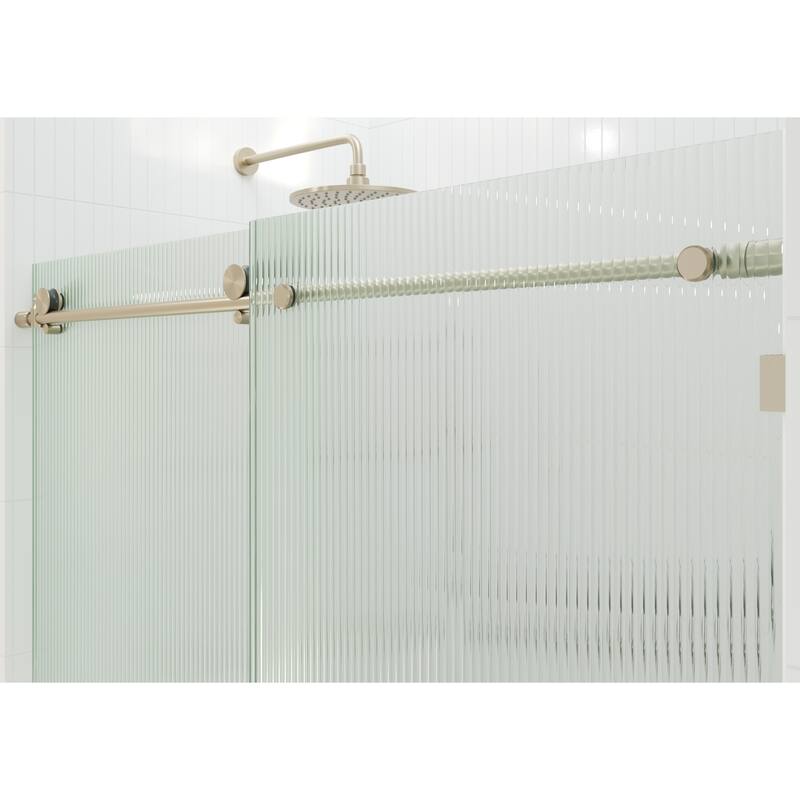 Galaxy 60 in. x 78 in. Fully Frameless Fluted Glass Sliding Shower Doors - Righthand