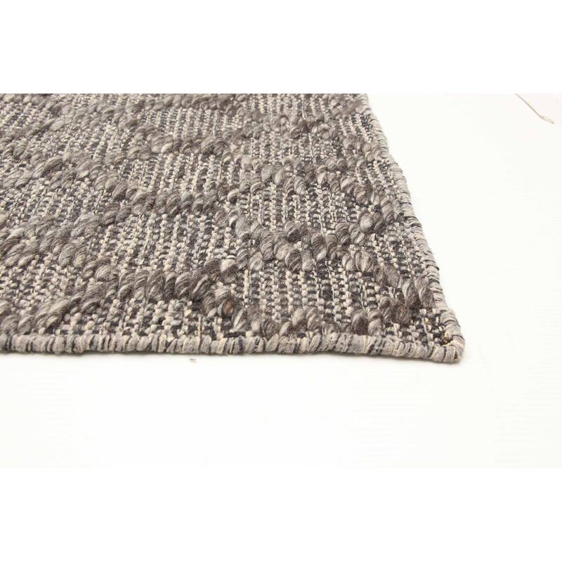 ECARPETGALLERY Braid weave Sienna Dark Grey Wool Rug - 5'3 x 7'6