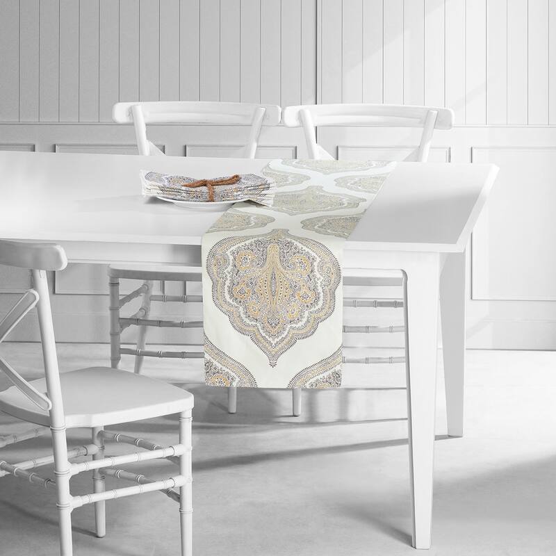 Exclusive Fabrics Arabesque Printed Cotton Table Runner & Placemats