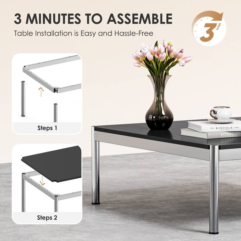 39inch Coffee Table Square Tea Table Polished Stainless Steel