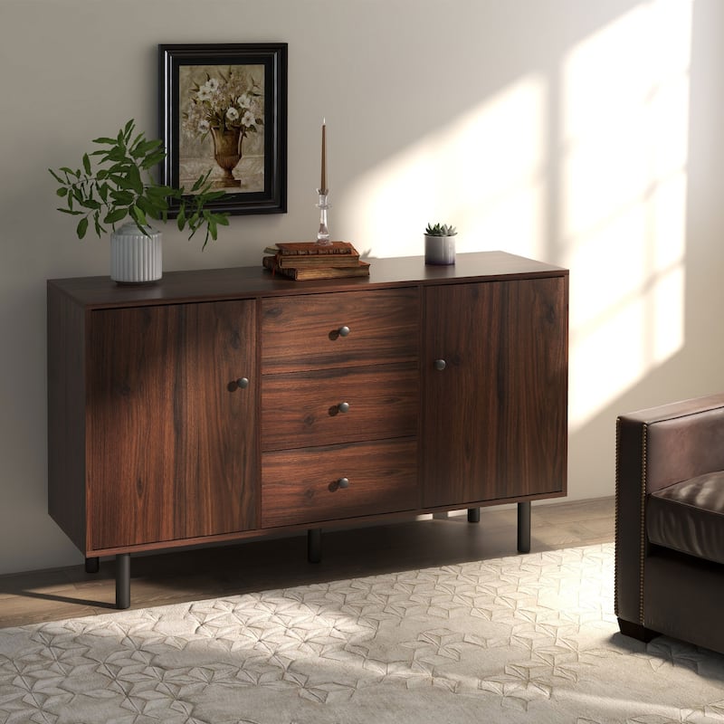 Sideboard Buffet Cabinet, Kitchen Cabinet with 2 Cupboards, 3 Drawers and Adjustable Shelves, Coffee Bar Cabinet