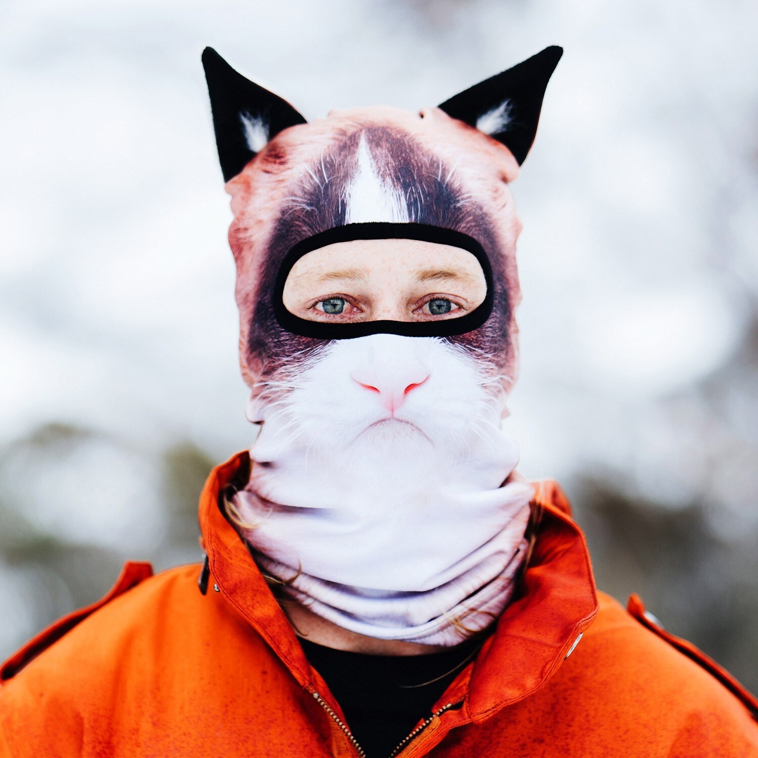 Shop Beardowear Unisex Realistic Print Angry Cat Head Balaclava