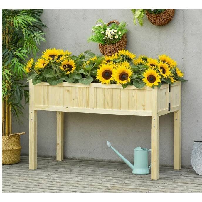 Classic Outdoor Planter Folding Wooden Raised Garden Bed Planter Box