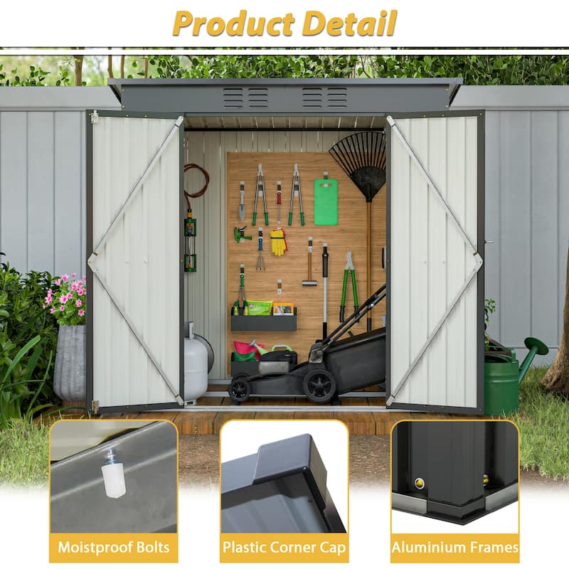 GDFStudio - Lucas All-Weather 6x4 ft Outdoor Storage Shed with Robust Construction and Easy Assembly