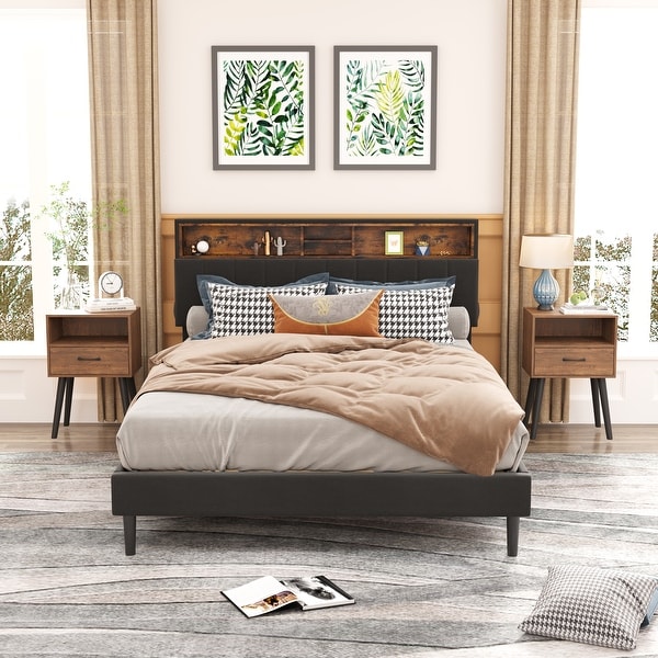Queen size headboard discount with usb ports