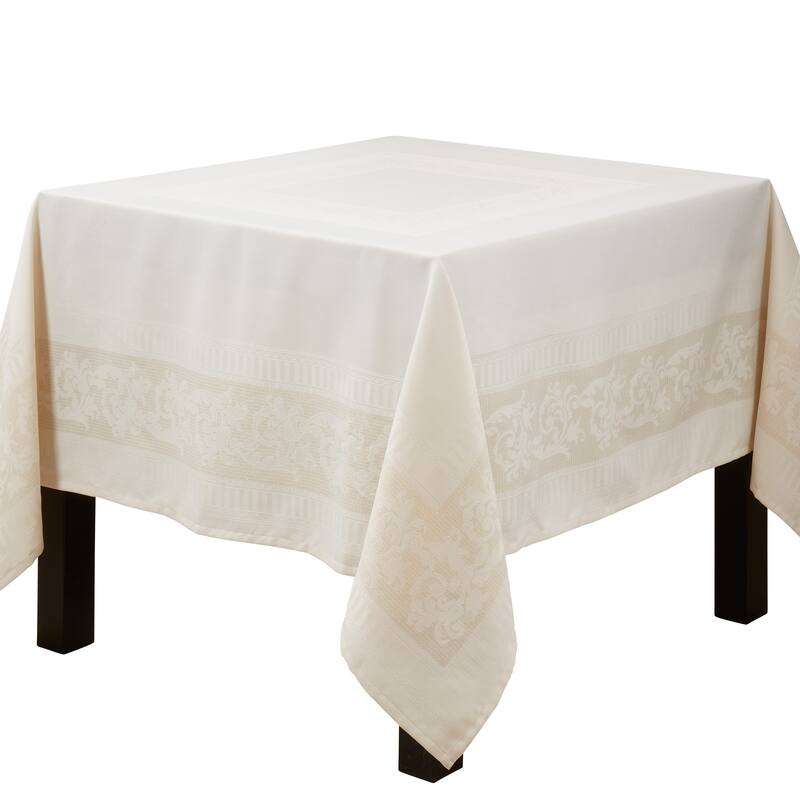 Sophisticated Jacquard Flower Tablecloth - 70"