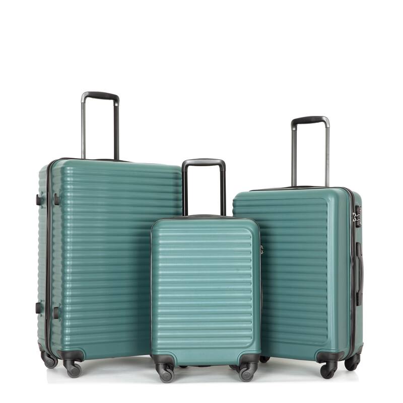 3 Piece ABS Hardside Luggage Sets Spinner Wheels Suitcase with Two Hooks and TSA Lock & Telescoping Handle