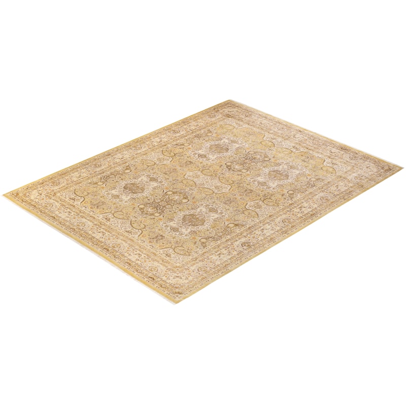 Overton Hand Knotted Wool Traditional Oriental Green Area Rug - 9' x 12'