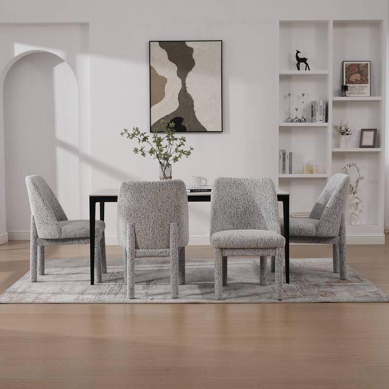 Side Chair White Black Dining Chair Accent Chair Simple Kitchen Chair Set of 4 Dressing Chair with Curved Backrest