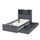 preview thumbnail 10 of 10, Twin Size Platform Bed Frame with LED Light, Open Storage Shelves & Drawers, Grey