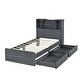 preview thumbnail 9 of 31, Twin Storage Platform Bed with 4 Shelves, 2 Drawers, LED Light, Grey