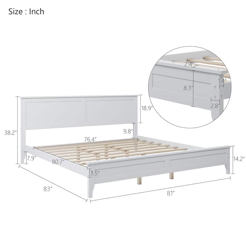 Modern Simple Solid Wood Platform Bed Frame with Sturdy Wooden Slats