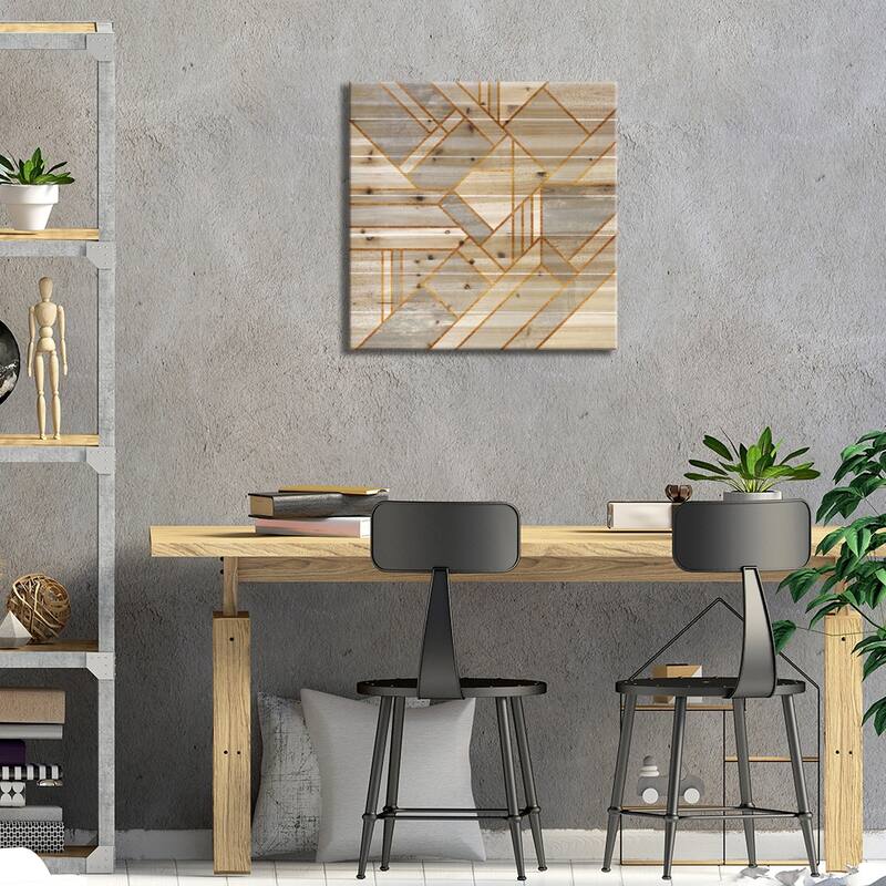 Gold City Print On Wood by Elisabeth Fredriksson - Multi-Color