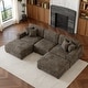 preview thumbnail 48 of 131, Oversized Chenille Modular Sectional Sofa Conversation Set with 2 Ottomans Camel/5 Piece