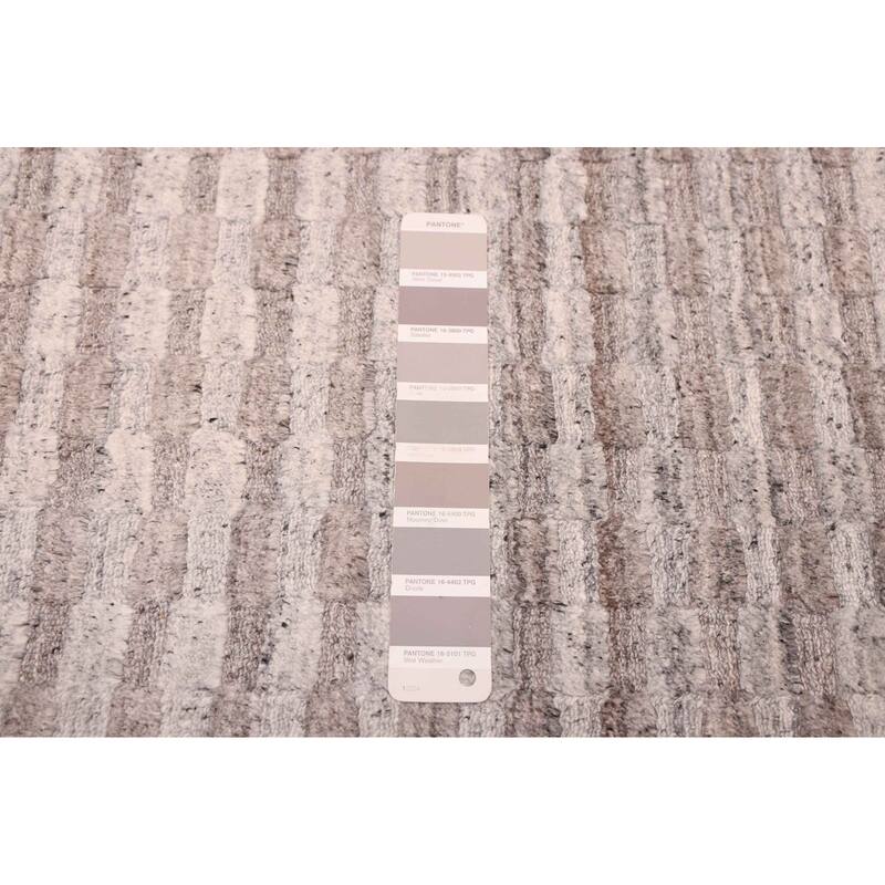 ECARPETGALLERY Hand Loomed Loreto Light Grey Wool Rug - 5'5 x 7'6