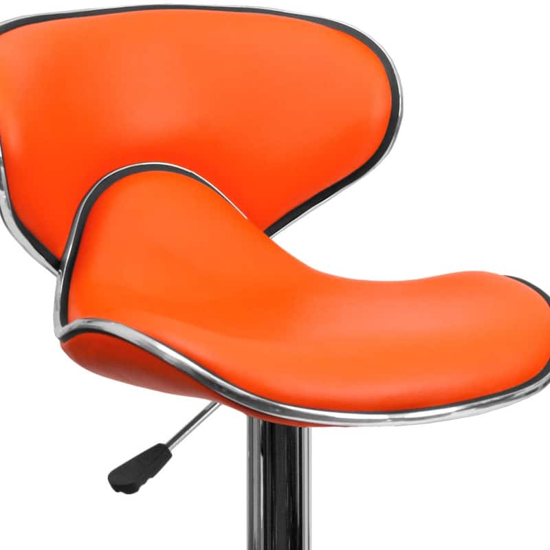 Contemporary Cozy Mid-back Vinyl Height-adjustable Chrome Barstool - 16"W x 17.5"D x 34.5" - 43"H