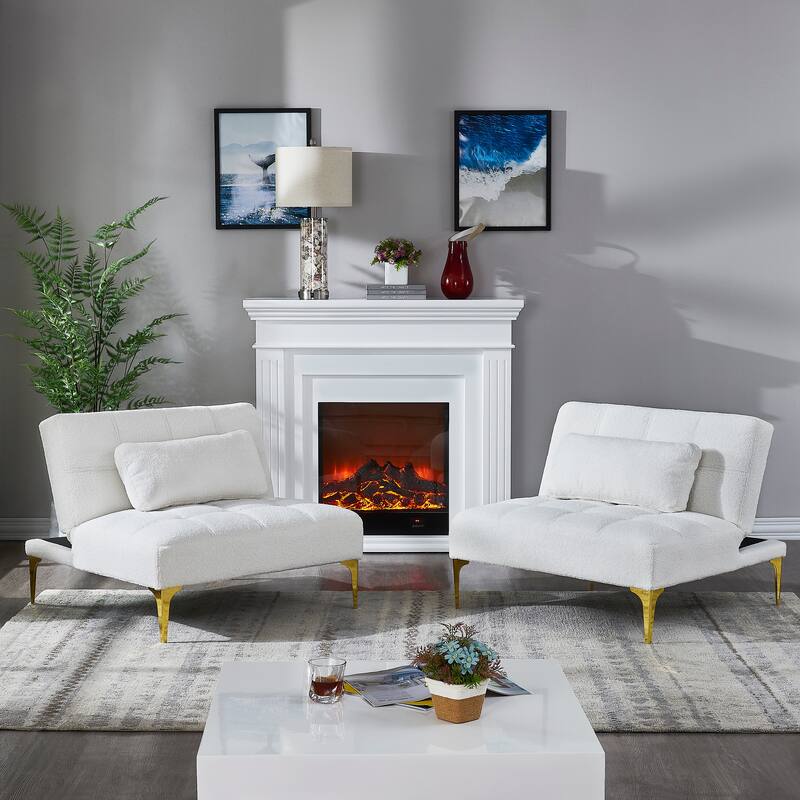 Convertible Sofa Bed with Teddy Fabric, Freely Configurable Sections