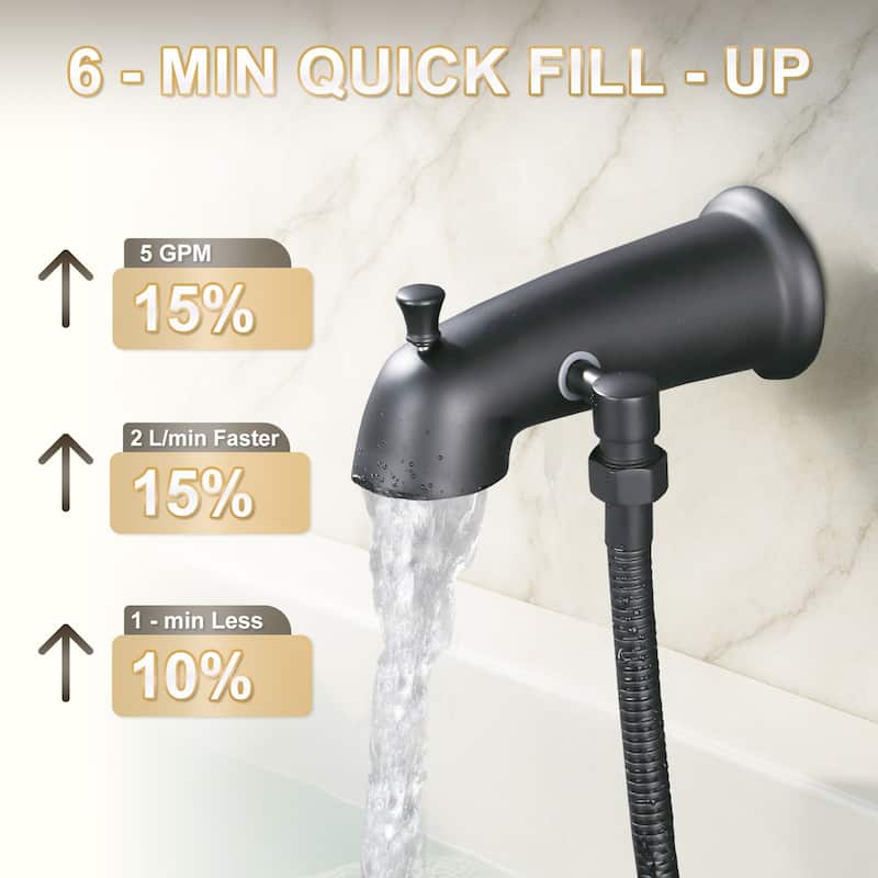 WOWOW Integrated Diverter Bathtub Spout with Showerhead Connection