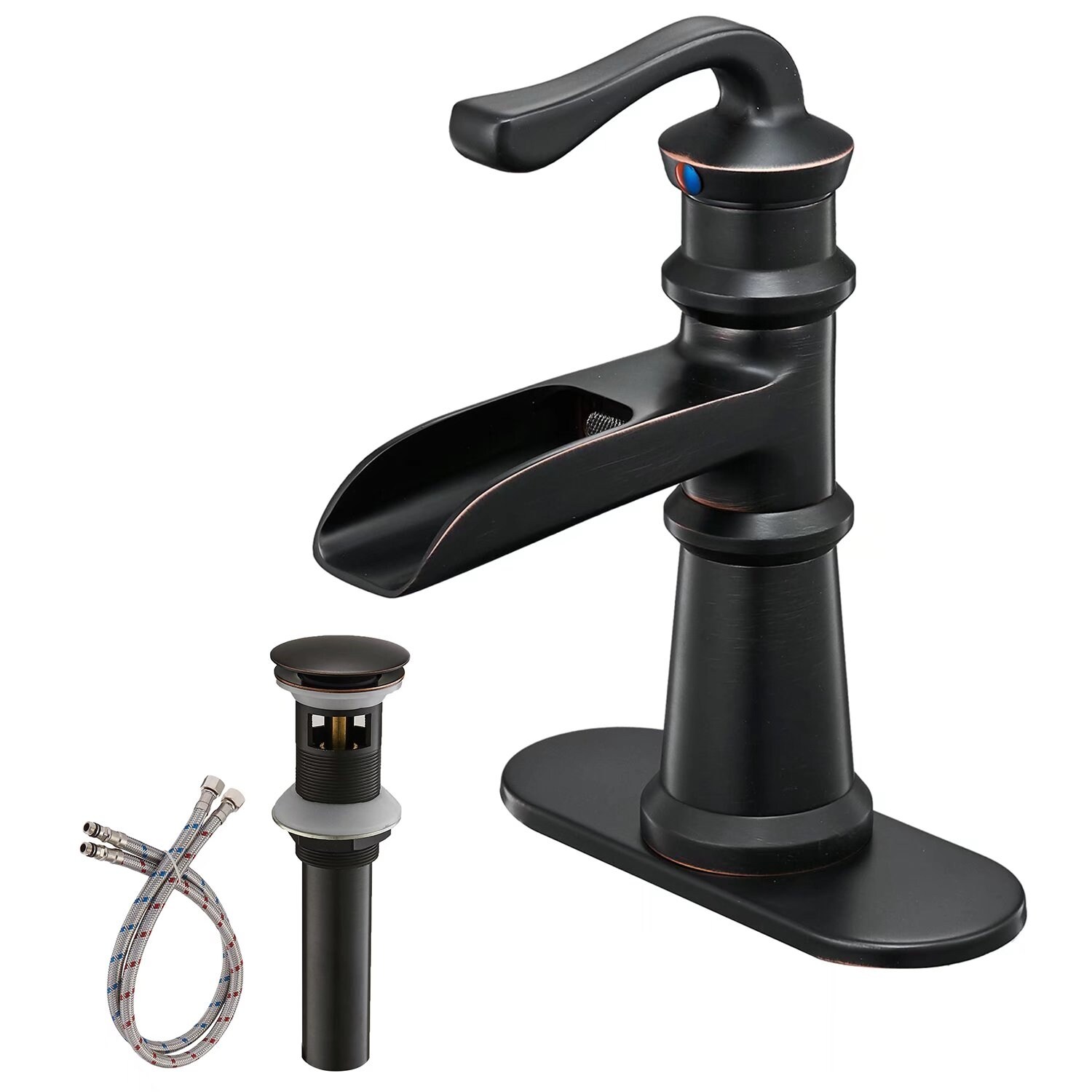 Homevacious Bathroom Sink Faucet Black Waterfall Oil Rubbed Bronze Vanity Bath L 
