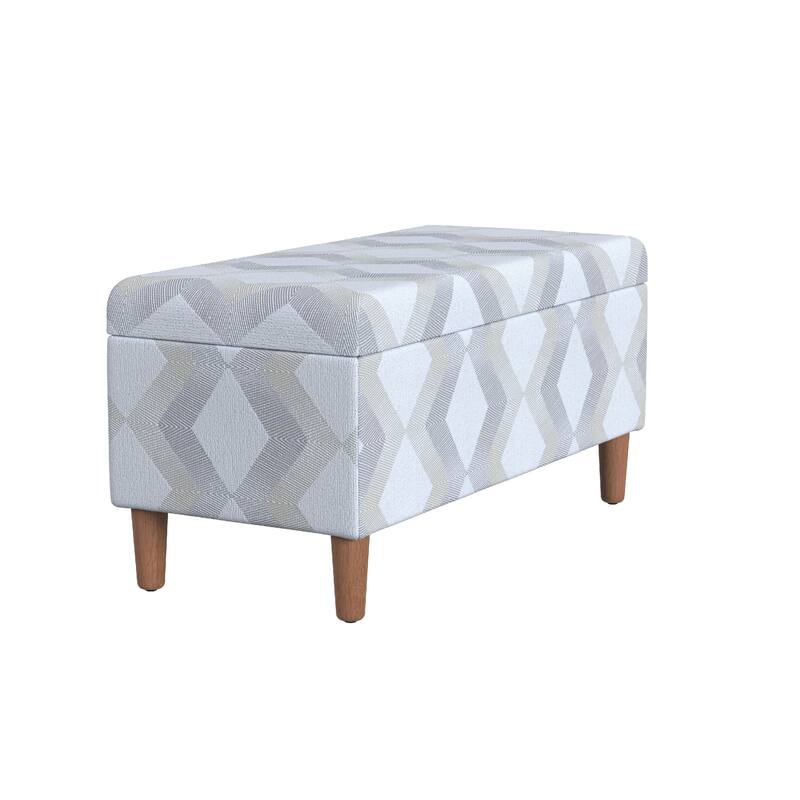 Zia Accent Storage Bench, Cream Gray Woven Diamond Pattern, 36 Inch