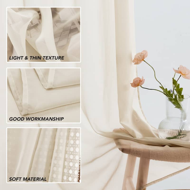 Grommet Sheer Curtain for Living Room 2 Panels