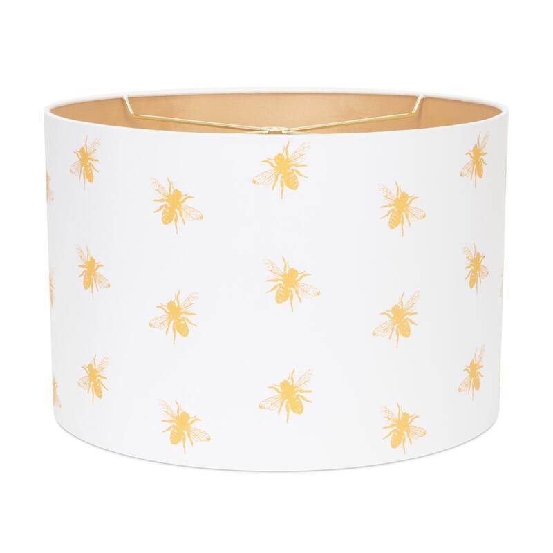 Bee Print Linen Lamp Shade - White