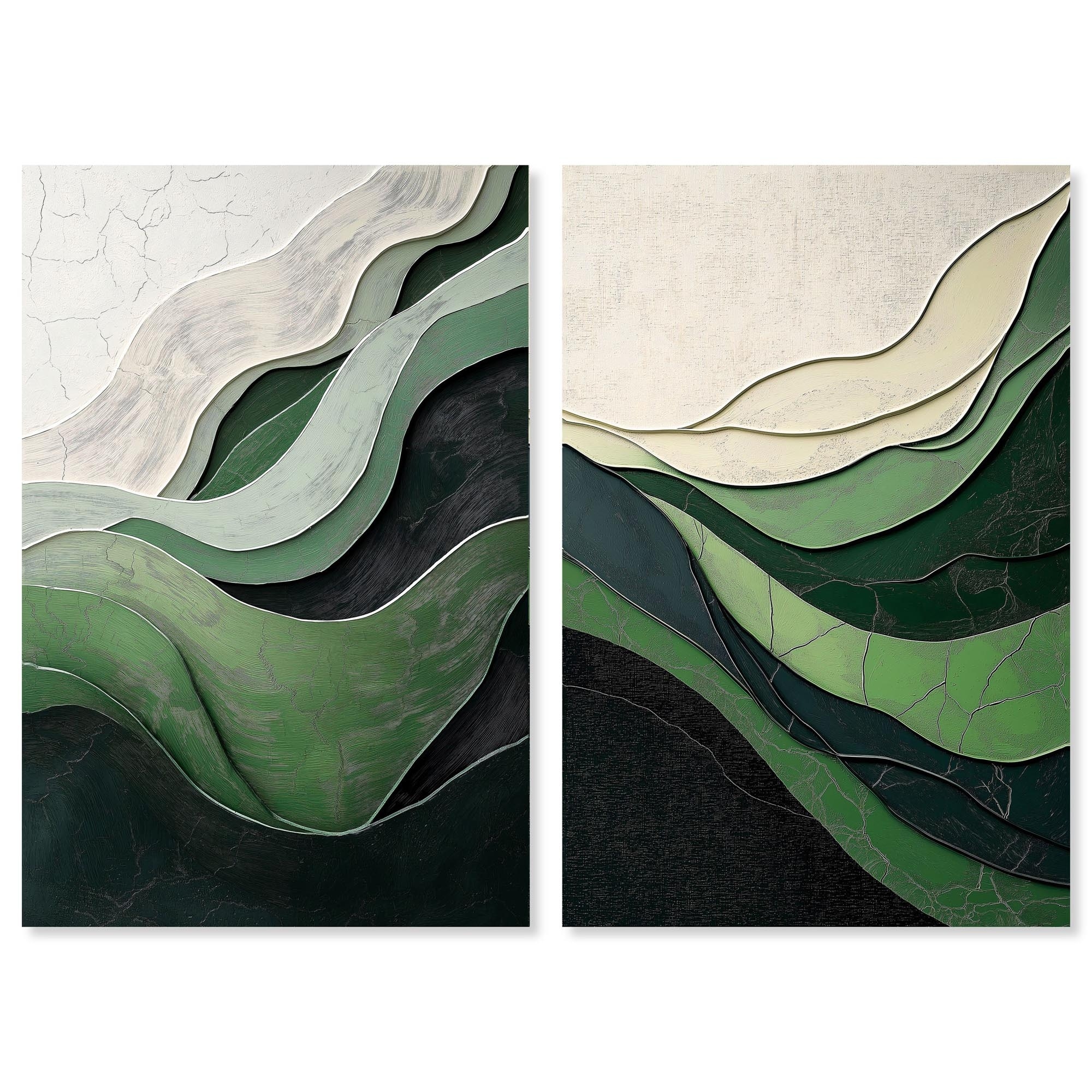 Green Echoes Set Canvas Set of 2 by Art Remedy, Gallery Wrapped