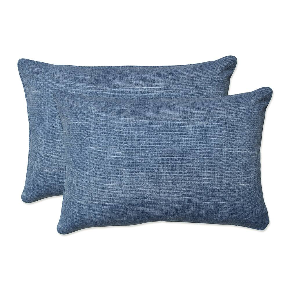 Pillow Perfect Outdoor | Indoor Tory Denim Oversized Rectangular Throw Pillow (Set of 2) 24.5 X 16.5 X 5