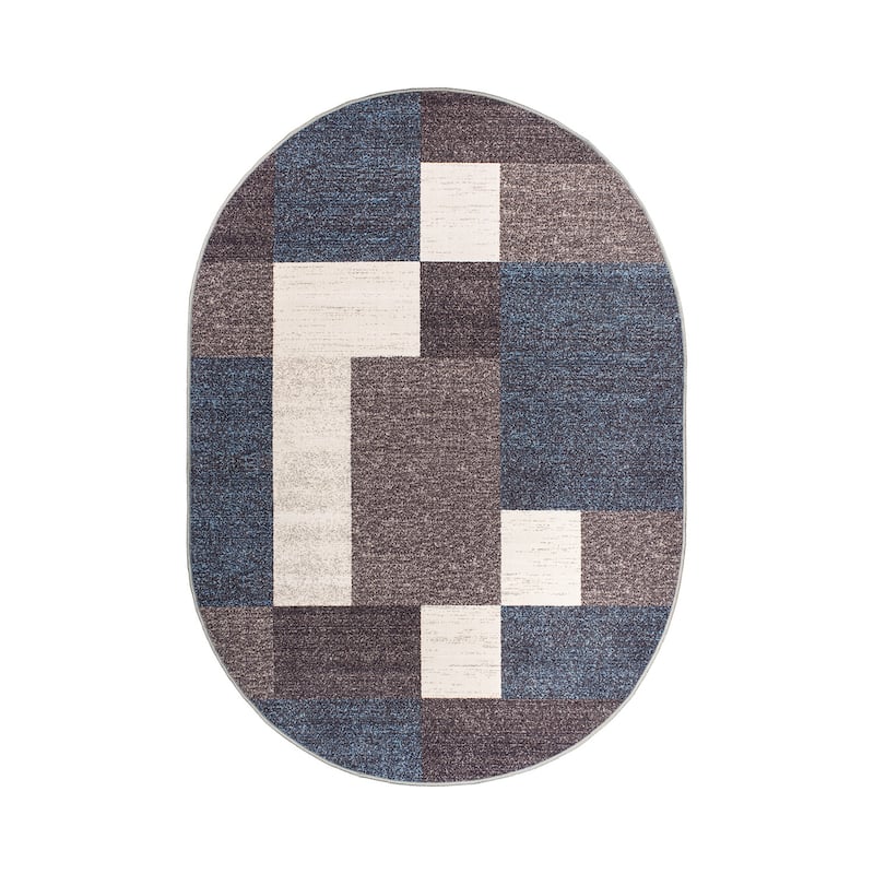 World Rug Gallery Modern Boxes Design Non-slip (Non-skid) Area Rug