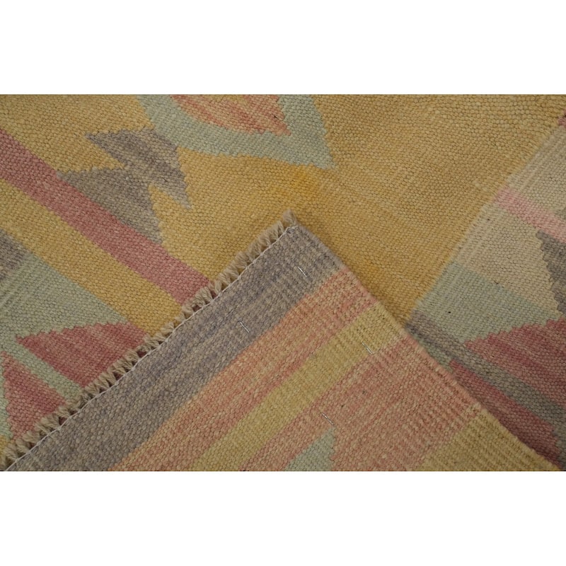 Hand Woven Oriental 100% Wool Carpet Southwestern Tribal Multi-Colored Kilim Area Rug - 8' 0'' X 5' 0''