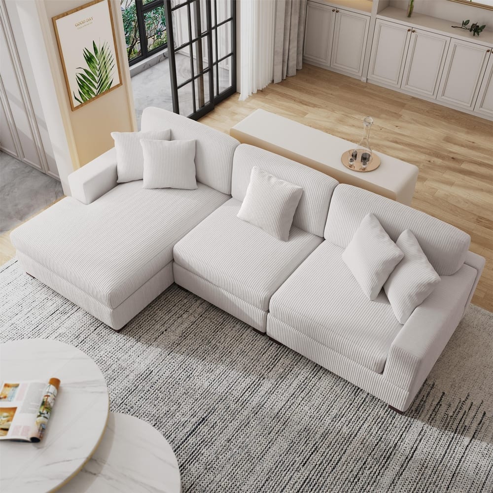 Modern Oversized Modular Sectional Sofa Set With Pillows