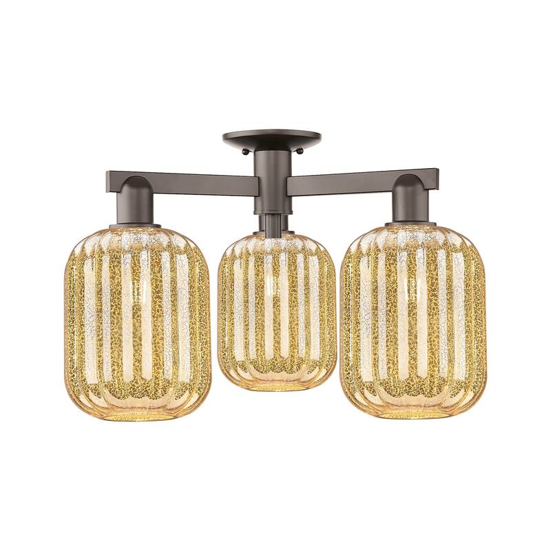 Innovations Lighting 716-3F-14-25 Preston Semi-Flush Preston 3 Light - Oil Rubbed Bronze / Mercury