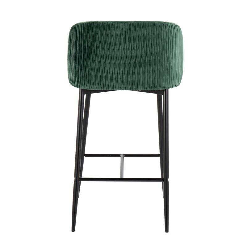Lumisource Waves Counter Stool in Chrome and Silver Velvet - Set of 2 - 21"Lx19.75"Wx36"H
