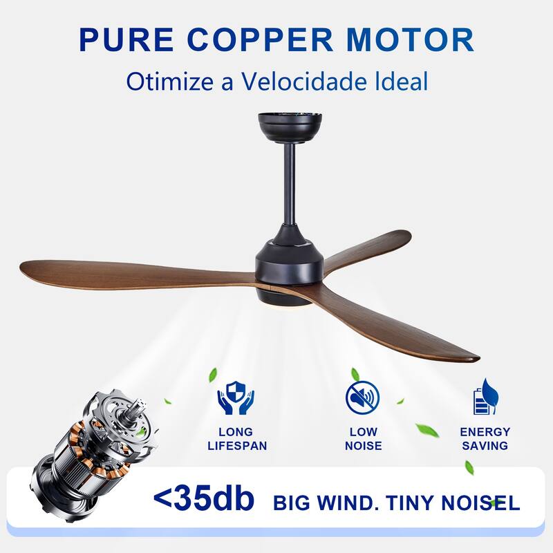 52" Ceiling Fan with Lights Quiet DC Motor Ceiling Fans 6 Speed Levels,Reversible Ceiling Fan, for Patio Living Room, Bedroom