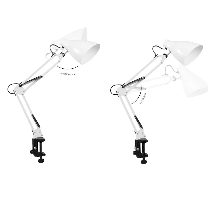 Hugo 28.5" Classic Industrial Adjustable Articulated Clamp-On LED Task Lamp, by JONATHAN Y