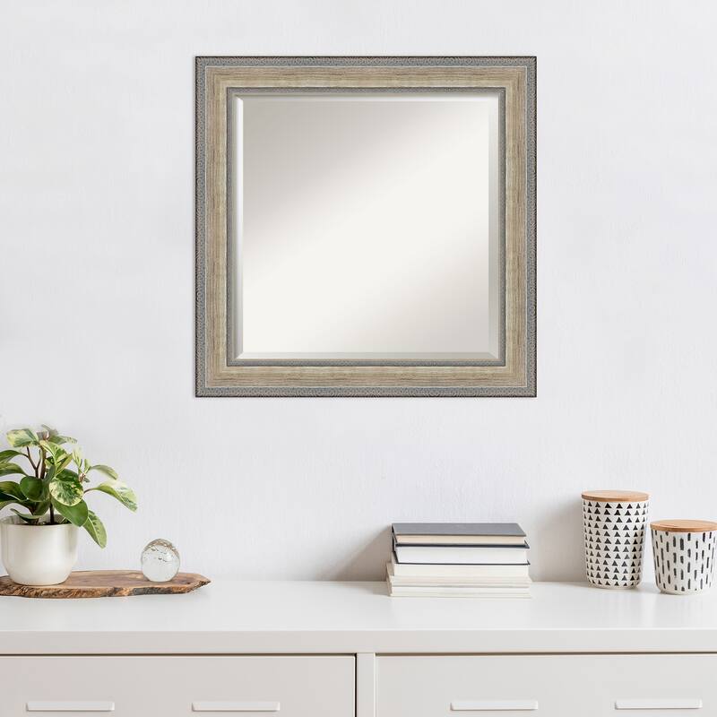 Fleur Silver Beveled Wood Framed Wall Mirror - Fleur Champagne Silver