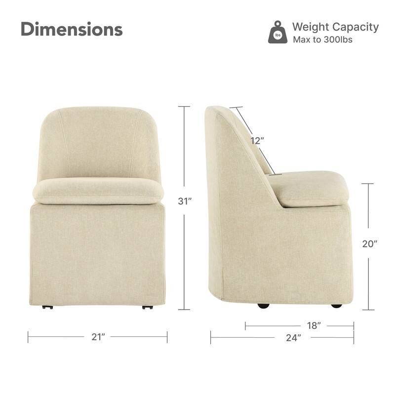 Spruce & Spring Modern Dining Chair with Removable Slipcover and Hidden Casters