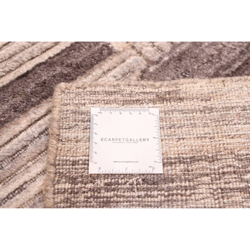 ECARPETGALLERY Hand Loomed Elysian Tan Wool Rug - 8'1 x 9'10