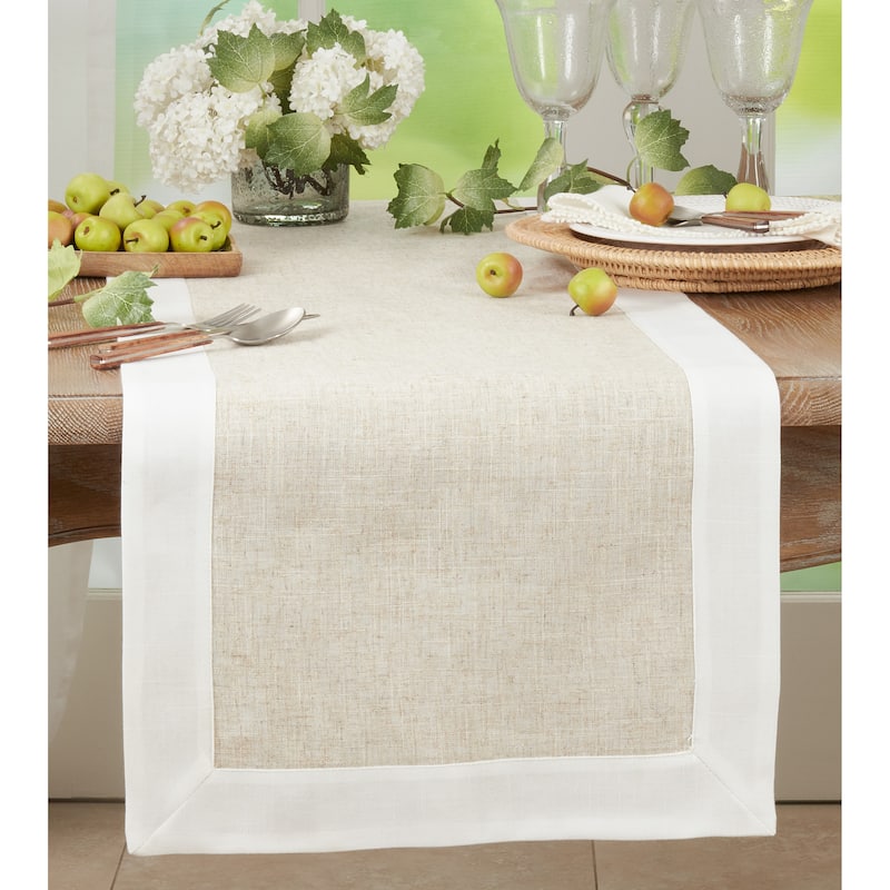 Dinner Table Runner With Two Tone Design - 16"x72"