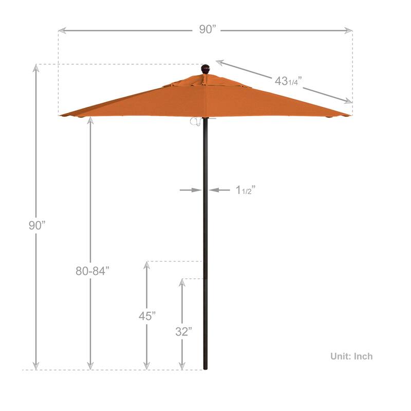 California Umbrella 7.5' Venture Series Patio Umbrella, Bronze Aluminum Pole Fiberglass Ribs Push Lift, Pacifica Pacific Blue