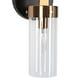 preview thumbnail 7 of 7, Modern 1-Light Black Gold Cylinder Glass Armed Wall Sconce Dimmable Vanity Light - 4.7" L x 5.5" W x 10" H