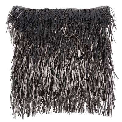 Mina Victory Shag Pewter Throw Pillow , ( 20"X20" )