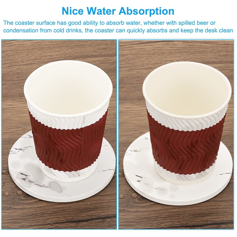 Ceramic Stone Coasters, 8pcs Cork Base Cup Coasters Set with Holder
