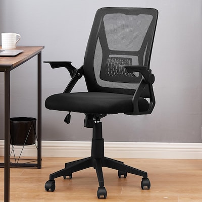 Mid-Back Swivel Ergonomic Office Chair with Adjustable Arms Mesh Lumbar Support for Computer Task Work, Black