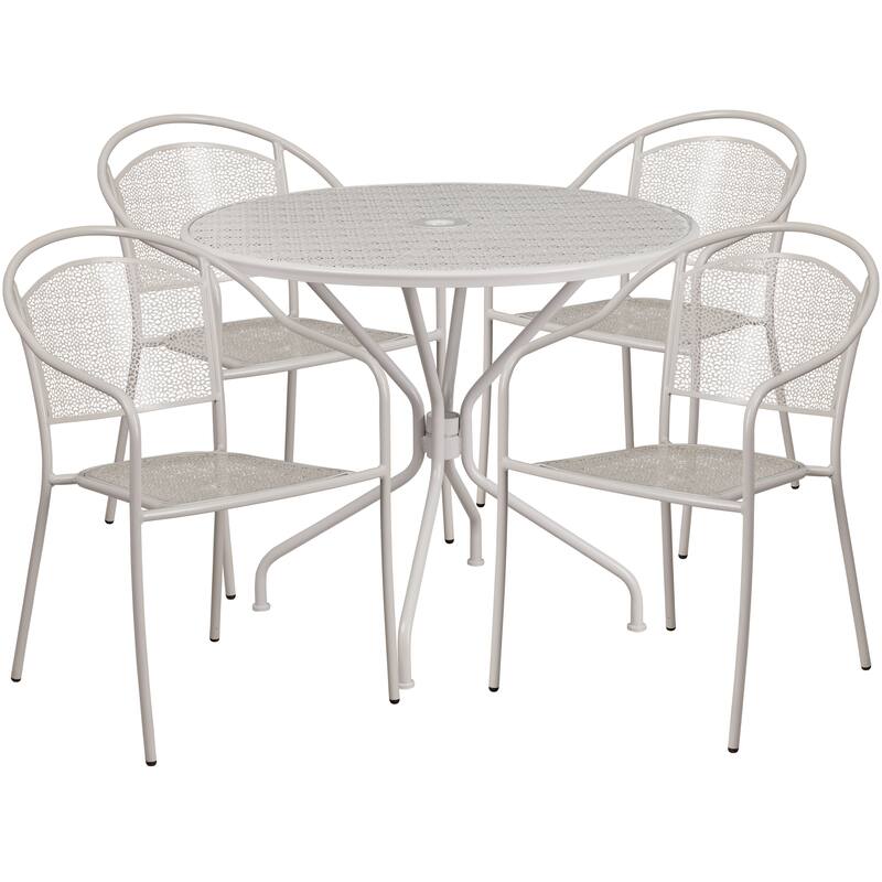 35.25-inch Round 5-piece Indoor/ Outdoor Steel Dining Set