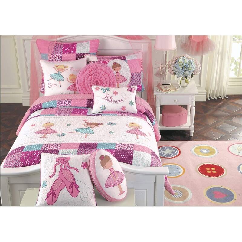 Cozy Line Ballerina Patchwork Reversible Cotton Bedding Quilt Set - Twin - 2 Piece