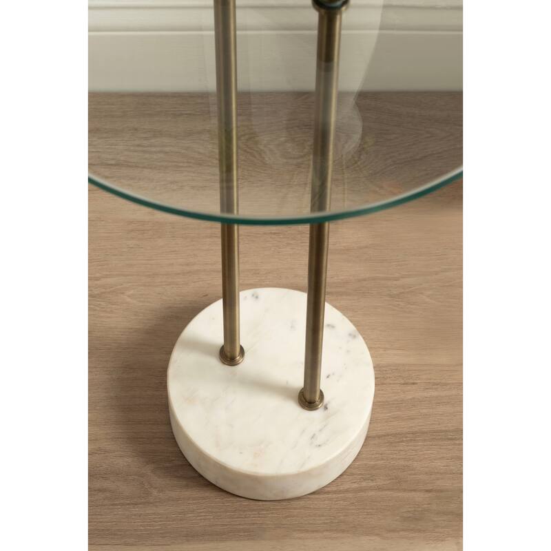 Kate and Laurel Cerullo Glass Metal and Marble Side Table