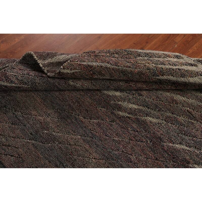 Striped Moroccan Indian Area Rug Hand-Knotted Wool Carpet - 5'1" x 8'1"