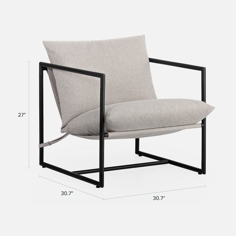 Priage by ZINUS Metal & Upholstered Sling Accent Chair - Oatmeal Beige